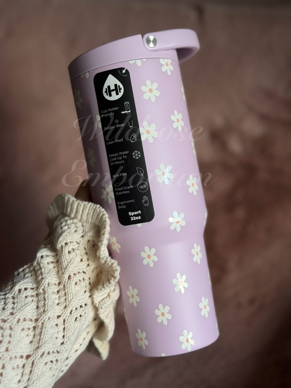 HydroJug x JANE purple daisy sport Traveler tumbler 32 OZ NWT